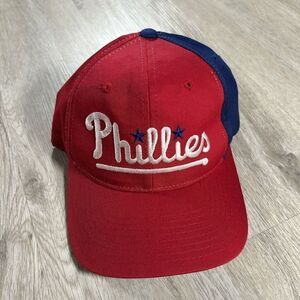 Vintage Starter Philadelphia Phillies Hat Snapback Script MLB Red Blue‎ Cap